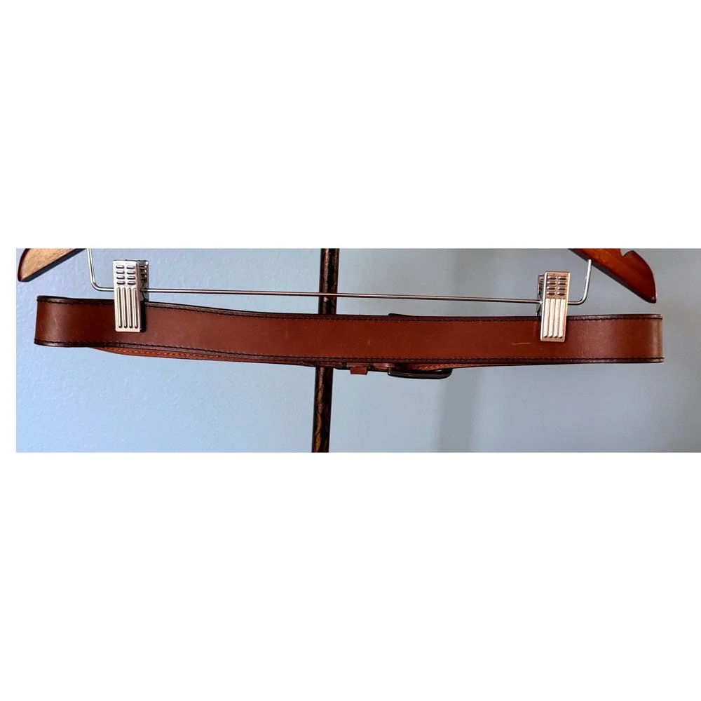 Men's Full Grain Leather Belt Brown Size 34 Casual Dress Subtle Western Utility
